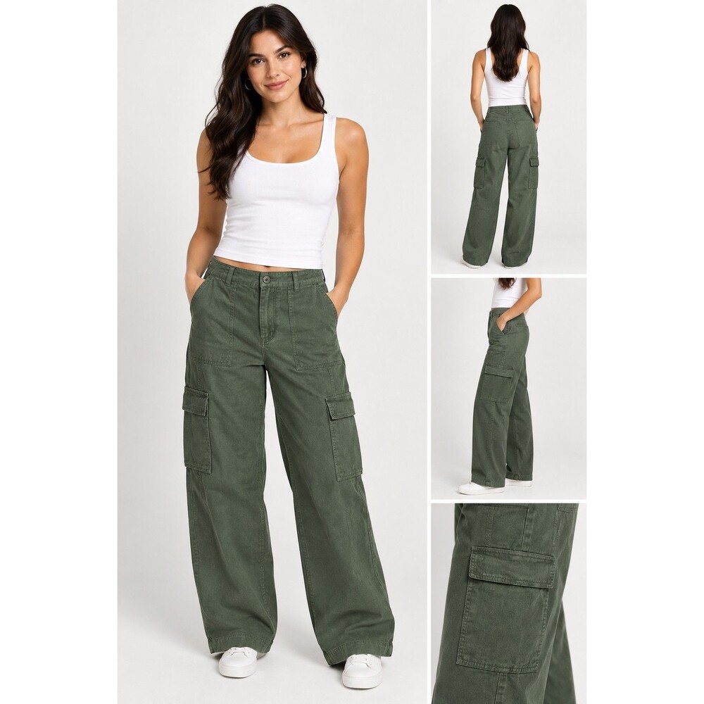 Universal Thread Women's Mid-Rise Barrel Leg Cargo Pants Olive Green, Size 8